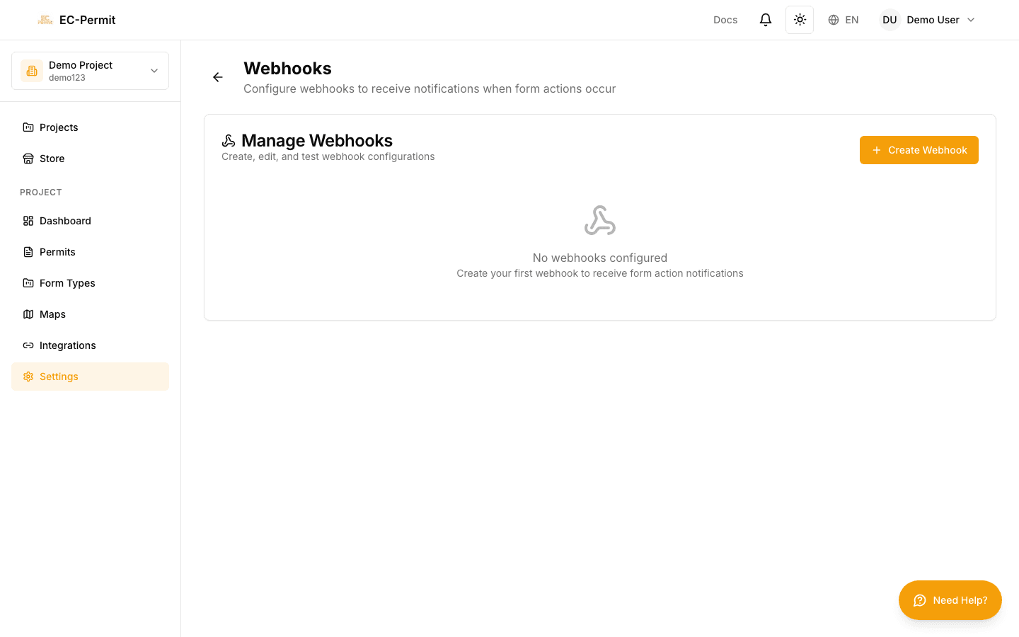 EC-Permit 介面:響應 Webhook
